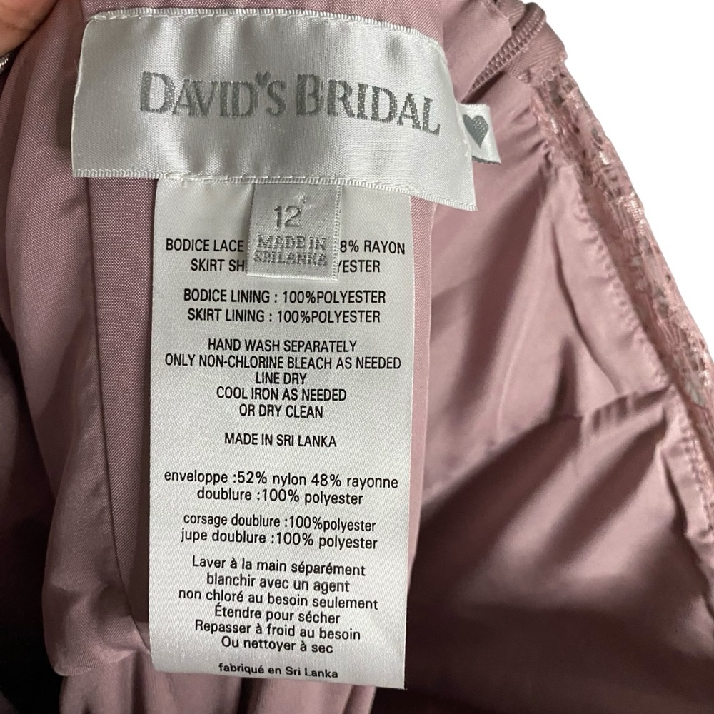 David's Bridal Women’s Rose Gold One-Shoulder Floral Print  Bridesmaid Dress - Picture 6 of 10